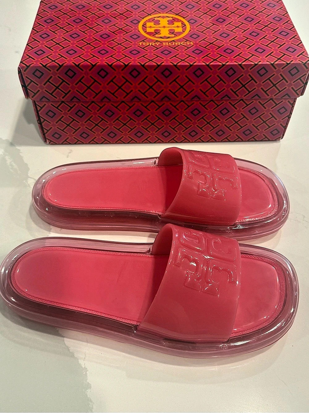Tory Burch Bubble Jelly Slide Sandals Pink US 8 - Picture 2 of 5
